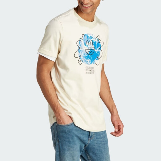 adidas men's clothing sports and casual trends, fashionable, comfortable and breathable round neck short-sleeved T-shirt CV6335 HY1343 S