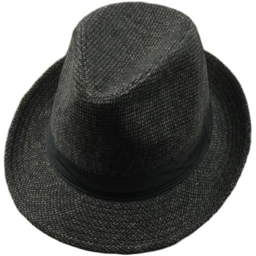 Zhenyi top hat for men, middle-aged and elderly people, woolen warm jazz hat, old man hat, cloth strip B, woolen quality, navy blue M (56-58cm)