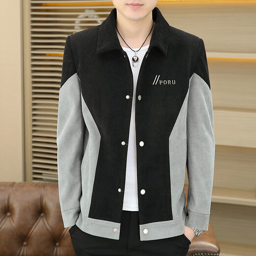 Coole Lawjacke Herren Frühling und Herbst Neue Mode koreanische Lappeljacke Herren Mode Casual Kleid vielseitige Männer Top 9901 Black L