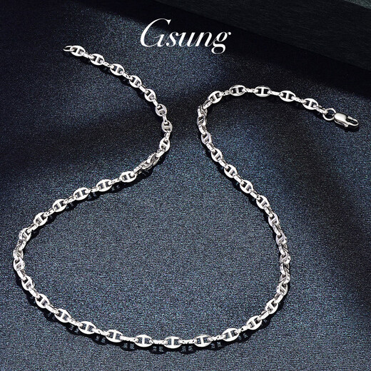GsunG platinum necklace men's PT950 new style pig nose necklace fashionable shiny platinum women's necklace 8-character chain priced by gram contact before bidding
