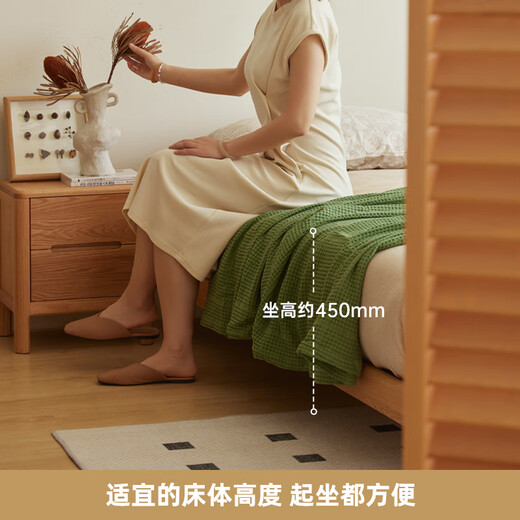 Cama de madera maciza original Moderna cama doble simple cama de roble tatami sin cama para la cabeza de apartamento pequeño lado de lado lateral cama l701y 1.2*2.0 metros - roble de una cama soltera - color de madera log