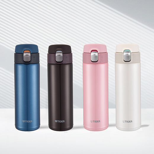 TIGER thermal and cold cup, one-click open lid, stainless steel water cup MMJ-A48C-WM cream ice cream 480ml