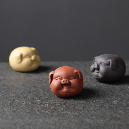 Yuxuan purple sand tea pet ornaments tea play tea art piggy boutique can raise fortune little lucky pig tea tray tea play home little lucky pig-red mud