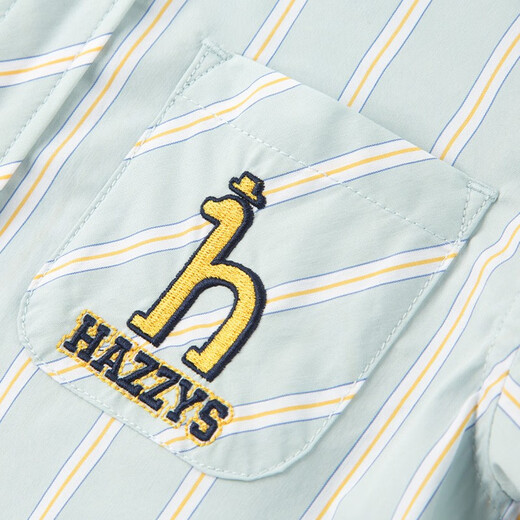 HAZZYS brand children's clothing boys summer new style simple thin and breathable classic lapel short-sleeved shirt color bar 110