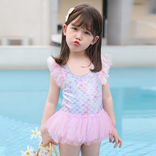 Youyou children's swimsuit girls hot spring swimsuit children's infant one-piece swimming four-piece set 31605 Mermaid 2XL