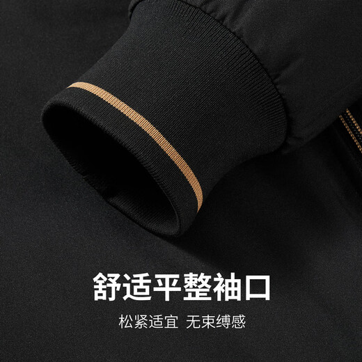 Dances with Wolves 90 duck down + graphene lining windproof baseball uniform casual men's jacket 001 black 170