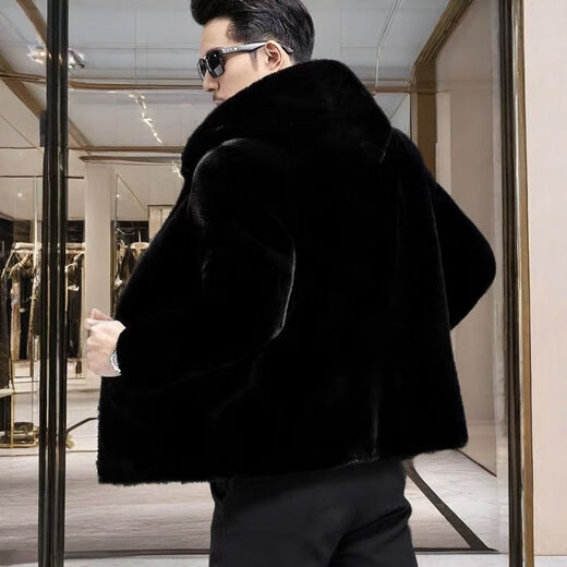 
Granyazhi winter new mink coat for men imported from Denmark whole mink mink fur integrated hooded zipper jacket for men black thick hooded 2XL 150-165Jin [Jin equals 0.5 kg]