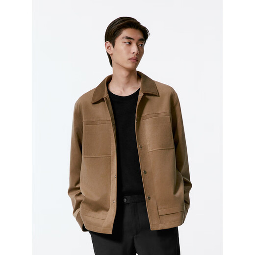 GXG Men's Suede Textured Fashion Jacket Men's Jacket 24 Autumn New Arrival Khaki L