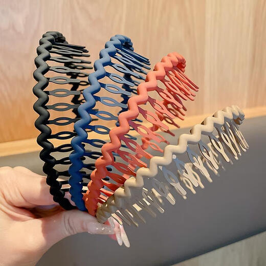 Qianshengyuan black headband for face washing, invisible face washing headband, non-slip and anti-fall headband, hair tie with teeth, anti-slip pressure hairpin, main picture black, cost-effective 4 pieces