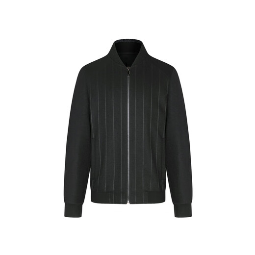 Rimula Men's Sheep Wool Jacket Men's Striped Baseball Collar Casual Spring and Autumn Thin Wool Jacket Men | FBWG3319 Black M