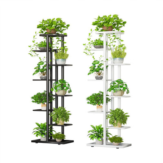 Children's living room flower rack Nordic indoor home balcony floor-standing storage rack Iron art living room simple flower pot multi-layer hanger green ivy black six-layer seven-pot hollow layer plate