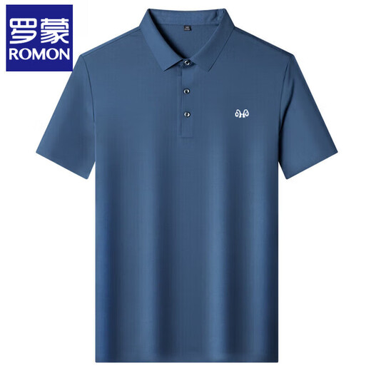 
ROMON Middle-aged mulberry silk short-sleeved T-shirt, male middle-aged daddy summer casual loose breathable POLO shirt, male 9859 black M 165