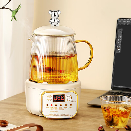 Good tool health pot all-glass kettle multi-function teapot mini office teapot for one person filter separated insulation stew pot health cup small tea flower teapot smart 1.05L glass cup
