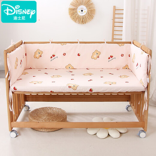 Disney baby bed surround one-piece cotton anti-collision fence barrier children's splicing bed surround soft bag can be detachable and washed custom-made Happy little dinosaur bed surround [height 40cm] Length 150cm