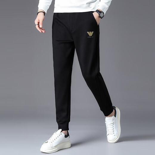 LEXC Light Luxury High-High Grain Sports Sports Pants Summer Spring Autumn Winter New Borded Gold Fashion Pants Loose Plus Velvet Black 3291 más Velvet M Recomendado 90-100 Jin [Jin equivale a 0.5 kg]