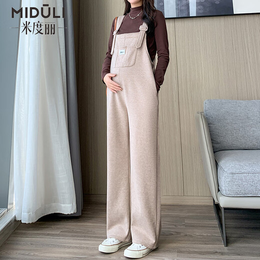 Miduli Mutterschaft Overalls für Herbst- und Winterbekleidung Mutterschaftshose für große Freizeithosen mit breitem Bein neuer Produkthosen Herbst Kleidung Khaki XL