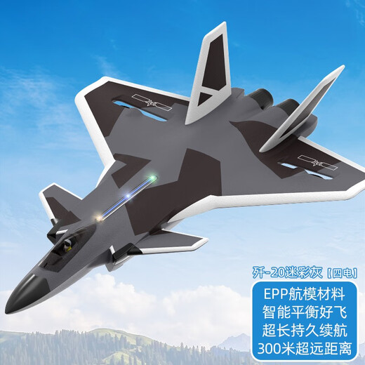 Zhiyang Toys (Zhiyang Toys) J20 Fernbedienungsflugzeug-Kämpfer Jet Resistant Gleitmodellflugzeug fester Flügelschaum Kinderspielzeug Geburtstagsgeschenke 60 Minuten Akkulaufzeit J20 Camouflage Gray-4 Elektro