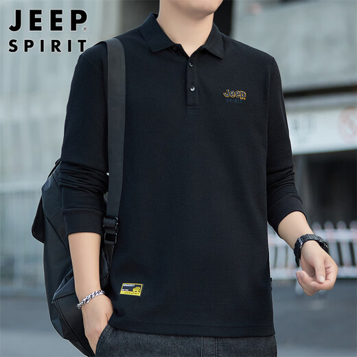 JEEP SPIRIT Jeep sweatshirt men's spring Korean style business bottoming shirt men's casual long-sleeved T-shirt men's black XL