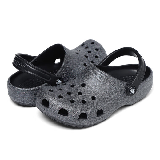 Crocs Crocs Zapatos clásicos de agujeros para niños brillantes para niños y niñas nuevas zapatillas brillantes de los pies 206993_001 Negro y gris 36 -37 Longitud interior alrededor de 225 mm