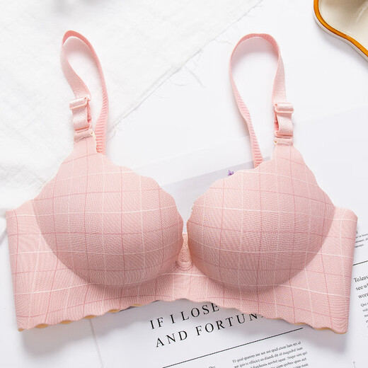 KJ one-piece underwear set women's bra push-up no rims thick and thin style sexy seamless girl push-up small breast bra small breast bra set green single piece 34/75C thin section