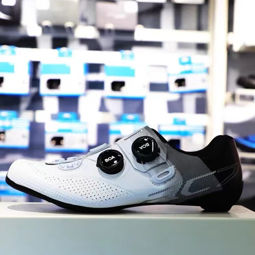 Shimano New RC702 Shimano lock shoes wide version RC7 double BOA knob carbon bottom racing road bike self-locking riding shoes Shimano RC702 white wide version 42