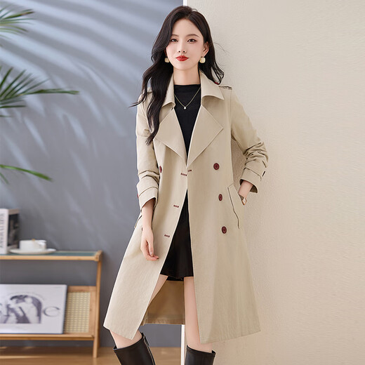 
AEMAPE Hangzhou Italian-French Fashionable and versatile slim mid-length windbreaker jacket for women 2025 spring and autumn new style of expensive lady top Mika-L