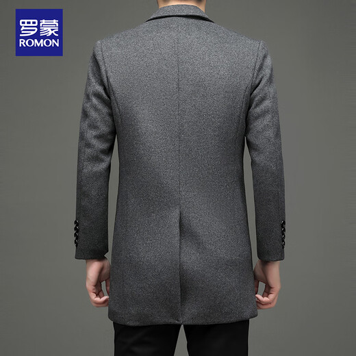 Lomon Wool Coat Men's Casual Business Formal Clothes Wool Coat Jacket LL1931 Gray XL