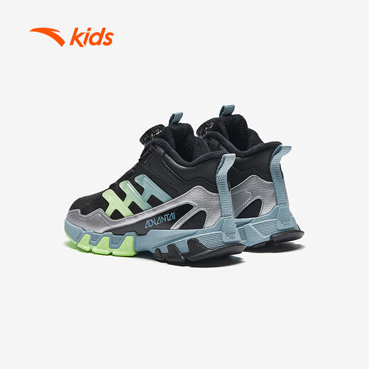 ANTA children's cotton shoes for men and women 2024 winter velvet warm cotton boots 312449974 men's leather black/silver 9974N-3 29