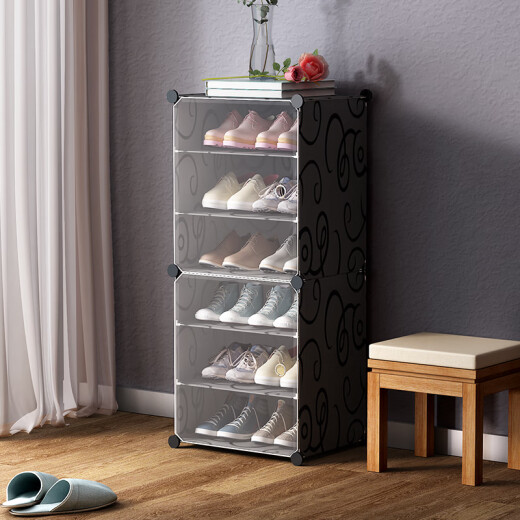 Jiabai shoe cabinet dust-proof multi-layer economical shoe cabinet plastic modern simple storage entrance shoe cabinet simple shoe cabinet with six layers in a row