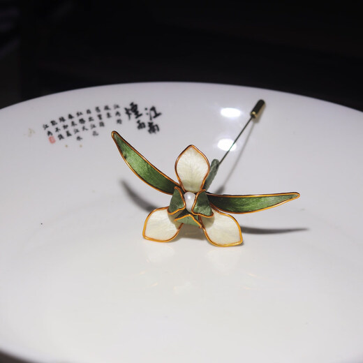 Lingchuan Intangible Cultural Heritage Cloisonné Flower Orchid Maple Leaf Brooch Antique Hanfu Cheongsam Accessories Classic Hairpin Style 1