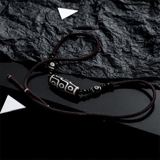 Core luxury necklace men's clavicle chain artificial nine-eye dzi beads high-end new Chinese style black rope accessories boys pendant gift