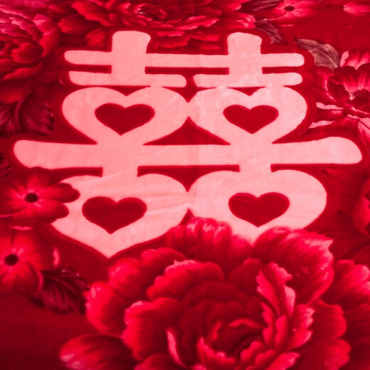 南极人大红色结婚庆毛毯双层加厚10斤毛毯秋冬季盖毯拉舍尔结婚毯子双人大被子陪嫁送礼 CC-655大红（红双喜）【双层加厚毯】 200*230cm【约12斤】