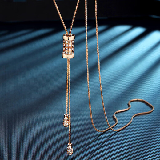 DL 1998 Fat Donglai same style 18k gold sweater chain versatile long women's accessories K rose gold niche fashion pendant versatile simple sweater chain