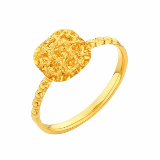 QMXD gold ring women's sugar cube ring ring women's imitation sand gold will not fade for a long time 520 birthday gift for girlfriend sugar cube ring