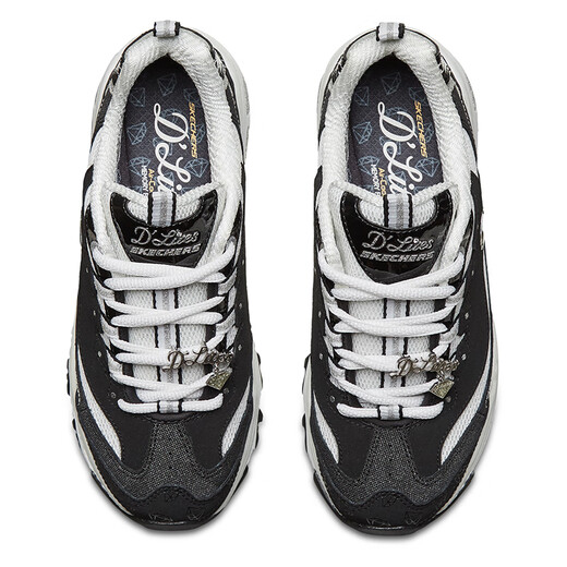 Skechers 10th anniversary panda shoes for women in autumn and winter thick-soled diamond commemorative dad shoes 12241 12241-BKW 36.5