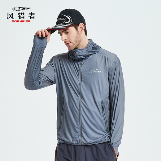 Wind Hunter Fishing Sun Protection Clothing Men's Summer Outdoor Sun Protection Fishing Clothing Set Ice Silk Fishing Clothing Sun Protection Clothing GNACO Fashion Gray/Top M