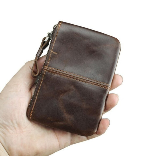 
LUOYIDE (LUOYIDE) top layer cowhide mini card bag small coupon wallet men and women retro handmade genuine leather driver's license key bag Chinese Valentine's Day black lychee pattern