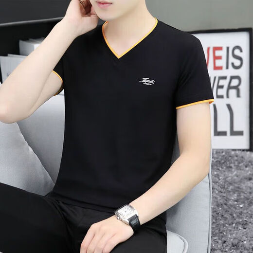 Dirección simple de verano Camiseta de manga corta de manga corta para la juventud de hombres.