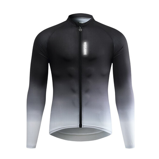 
WOSAWE road bike riding suit men's long sleeves spring and summer quick-drying breathable bicycle suit silicone pad riding trousers simple change-black and white top simple style M (suitable for 60-70 Jin [Jin equals 0.5 kg])