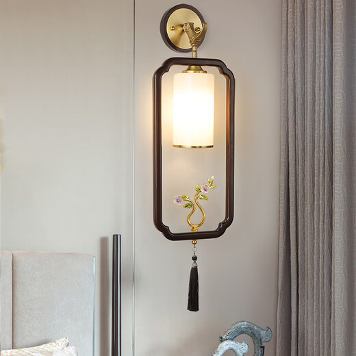 Ancient Tang Style 2024 New Walnut Wall Lamp Living Room Porch TV Background Wall Bedroom Study Walkway Chinese Style Zen Lamp A-2/Model 20 Watt Three Color LED