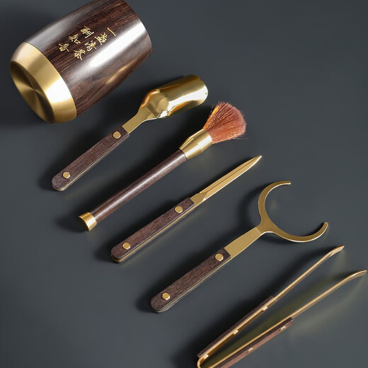 Buchuo Tea Set Accessories Tea Ceremony Six Gentlemen Tea Making Set Tea Knife Tea Clamp Tea Needle Teaspoon Tea Making Tools Three-piece Set 1-Ebony Zhiyin Houze Tea Ceremony Six Gentlemen
