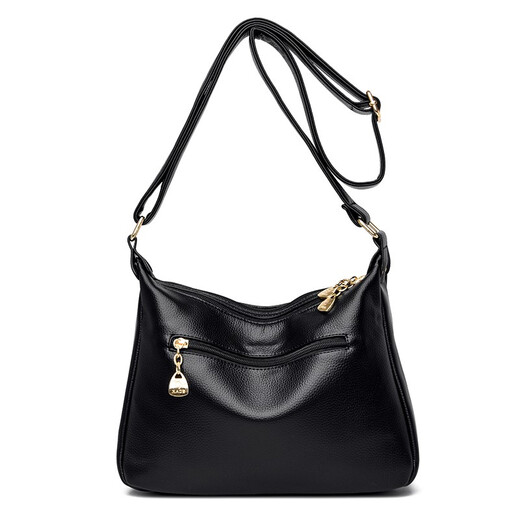 XUEAIDAISHU (XUEAIDAISHU) Women's Genuine Leather Shoulder Bag 2025 New Middle-aged and Old Mother Bag 40 Years Old 50 Women's Bag Crossbody Bag 60 Mother Gift Black Gift Box + Gift Bag + Hand Bag Card Holder