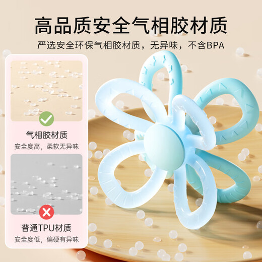 YEEHOO Manhattan hand ball baby teether baby chew toy anti-eating hand bite artifact newly upgraded gas phase glue soft and odorless blue