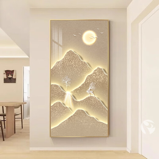 Mopai entrance decorative painting, vertical version, modern simple corridor background wall painting, entry light luxury hanging painting without punching, backed by Jinshan 80*160cm crystal porcelain + aluminum alloy frame