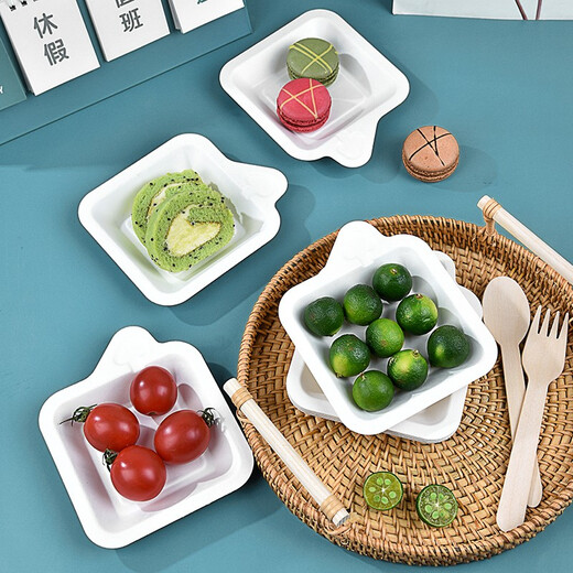Temeiju disposable plates food grade dinner plates cake plates party barbecue thickened biodegradable sugar cane pulp paper plates square plates 60 pieces