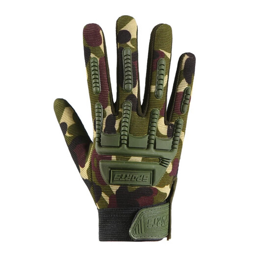 HTBT 8-14 years old children's cycling gloves for boys and girls in autumn and winter thickened and warm outdoor sports mountain bike tactical training protective full-finger gloves black