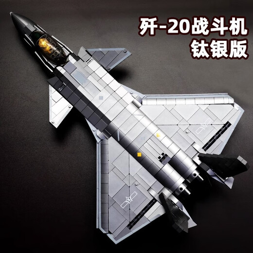 Sluban J-20 Fighter Military Series assemblé des blocs de construction compatibles J-16 Senbao Boy Play [Titanium Paint] J-35 (838 Bracket d'affichage à ceinture de particules