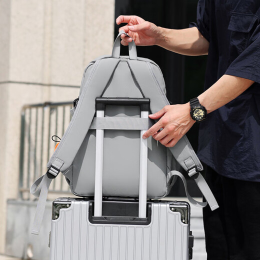 Bonaling backpack for men's large capacity waterproof backpack casual trendy sports computer bag usb charging outdoor travel bag backpack [gray]