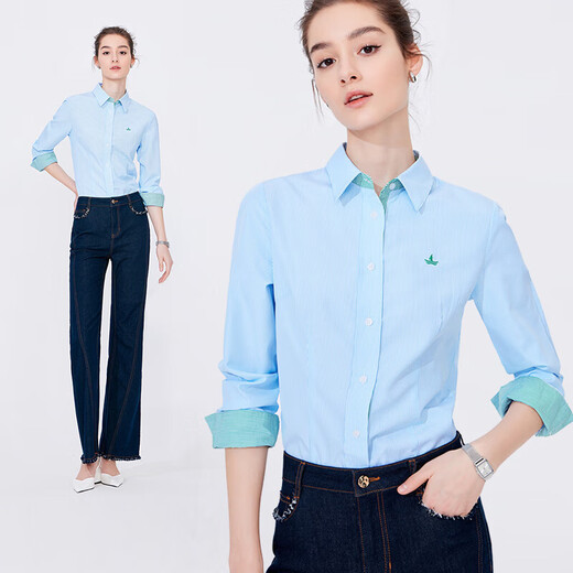 Navikel Italian dinghy women's long-sleeved striped shirt slim casual shirt 2313044501 blue/white M