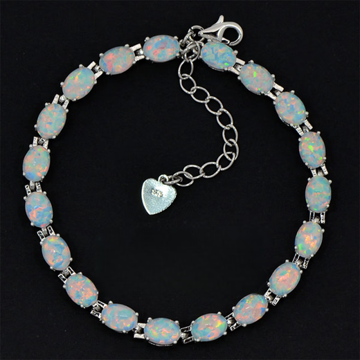 DL 1998 Fat Donglai same style opal stone bracelet trendy artificial opal oval national fashion hip-hop fashion niche gemstone blue